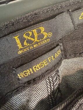 L&B High Rise Flare Jeans -Black with Gold Stitching